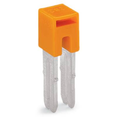 Un insert de fusible orange rectangulaire avec deux petites pattes de contact métalliques.