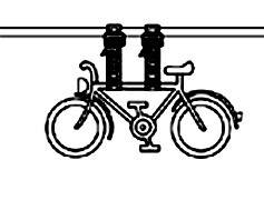 'Bicyclette avec deux tours servant de selle et de guidon, symbole d'une ville à l'architecture marquante.'