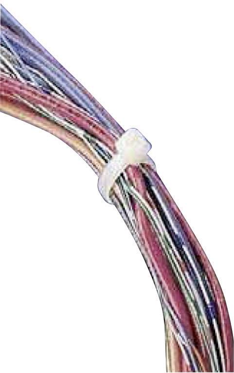 Un faisceau de câbles colorés est maintenu ensemble par un serre-câble blanc.