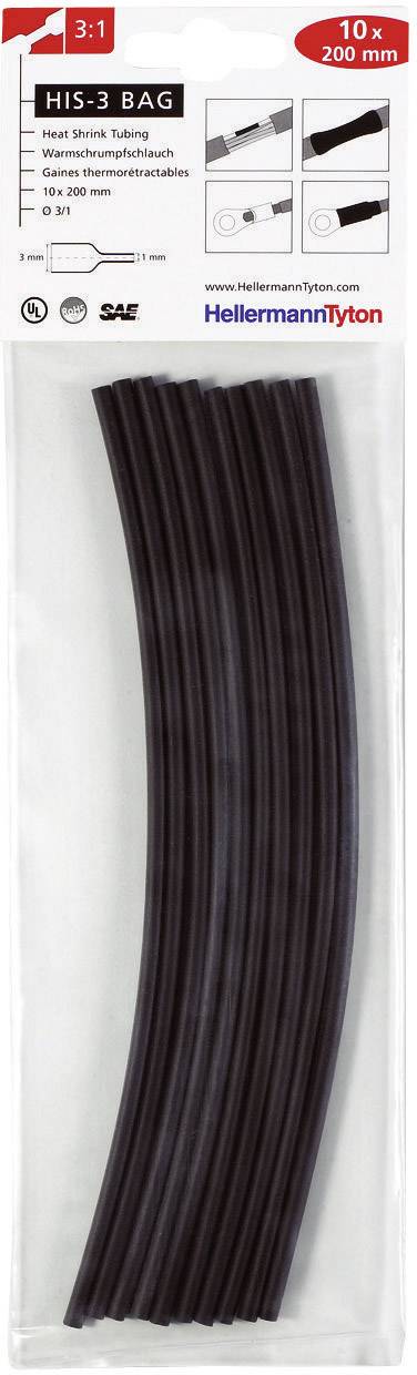 HellermannTyton 308-30310 HIS-3-BAG-3/1-BK Heat Shrink 1.0mm Black...