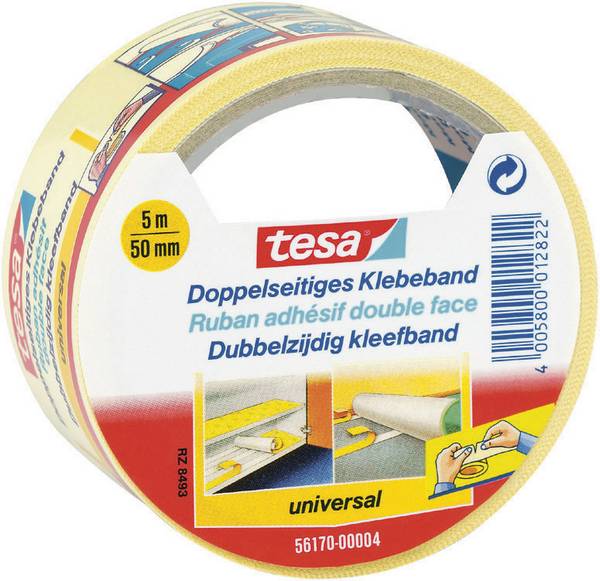 Ruban adhésif double-face tesa 56170-00004-11 blanc (L x l) 5 m x 50 mm caoutchouc 1 pc(s)