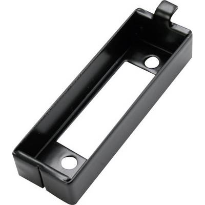Support en plastique noir rectangulaire avec deux trous de fixation et une encoche centrale.