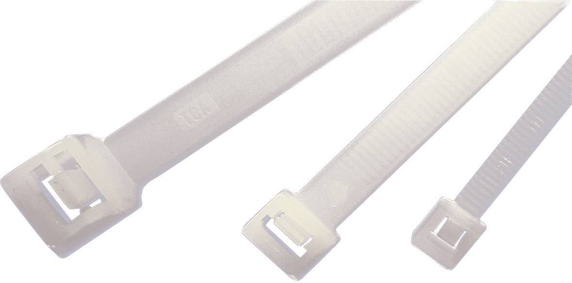 Trois attaches-câbles blancs de différentes tailles alignés sur un fond blanc.