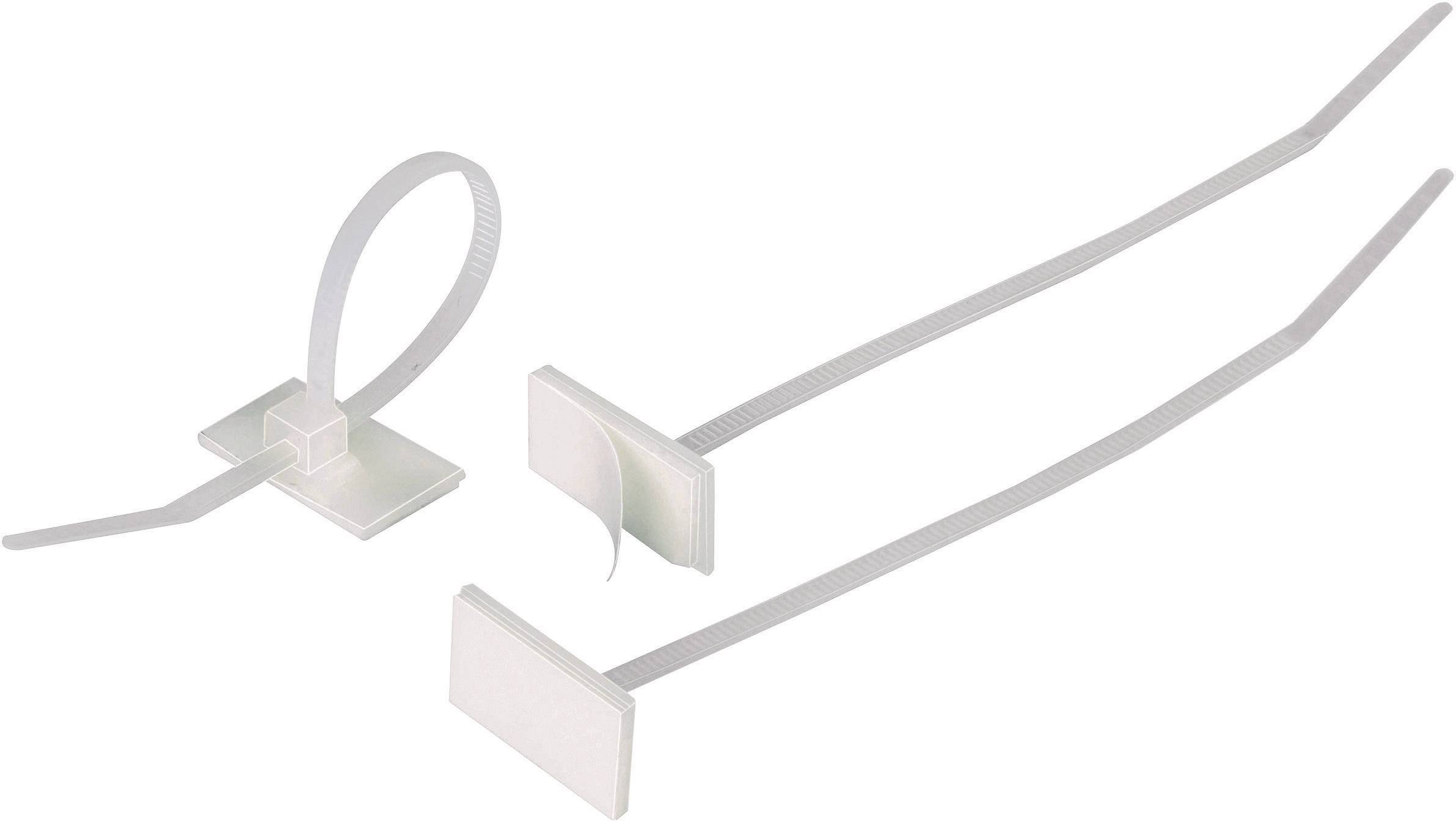 HellermannTyton 148-00001 T18RSA-PA66-NA-C1 Serre-câble 100 mm 2.50 mm naturel avec socle adhésif 1 pc(s)