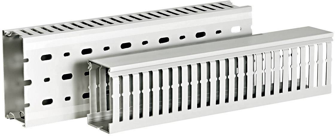 Deux goulottes techniques rectangulaires blanches en plastique avec des fentes de ventilation, utilisées pour l'organisation des câbles dans les installations électriques.