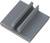 Un clip en plastique gris, rectangulaire, avec une rainure centrale. Le clip sert à fixer ou à guider des objets étroits.