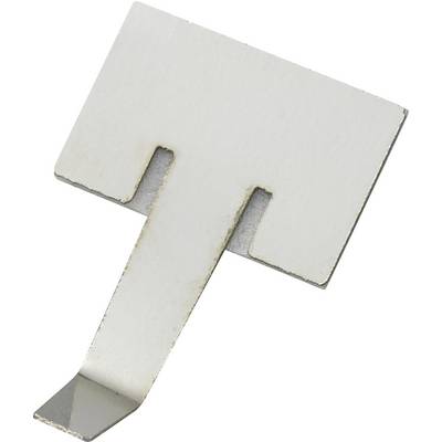 Un composant métallique en forme de L avec un angle droit et deux fentes sur le côté long. Utilisé dans des applications mécaniques.