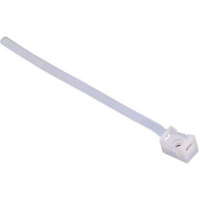 Un collier de câble blanc avec un élément de fixation intégré pour la gestion des câbles dans les installations techniques.
