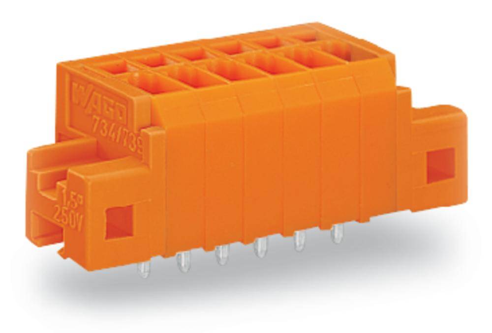 Connecteur orange Wago à 9 broches, marqué '250V'. Pour connexions électroniques.