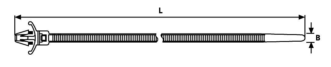 HellermannTyton 111-85519 T18RSF-N66-NA-C1 Serre-câble 100 mm 2.50 mm naturel avec pied ancre, stabilisé à la chaleur 1 -2