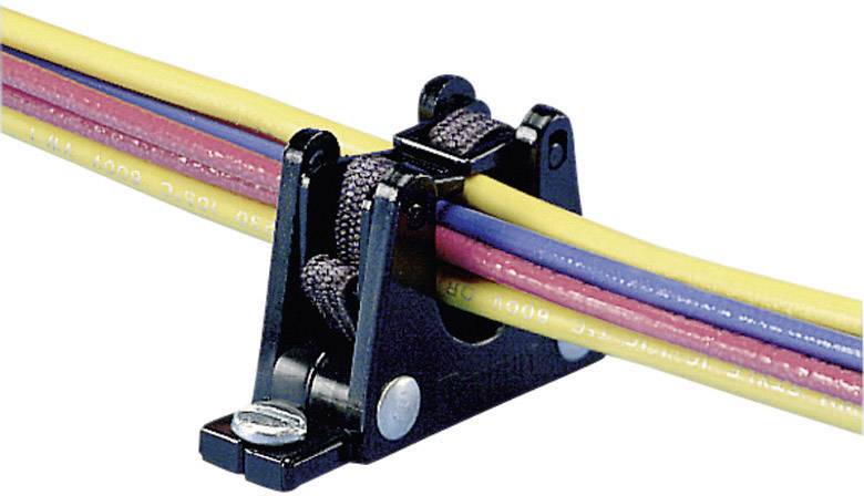 Un support de câbles maintient plusieurs câbles colorés regroupés. Il est fixé par une vis afin d'assurer une organisation ordonnée des câbles.