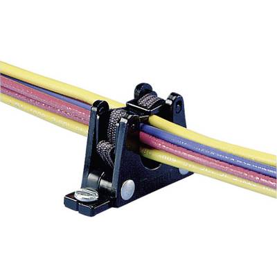 Un support de câbles maintient plusieurs câbles colorés regroupés. Il est fixé par une vis afin d'assurer une organisation ordonnée des câbles.