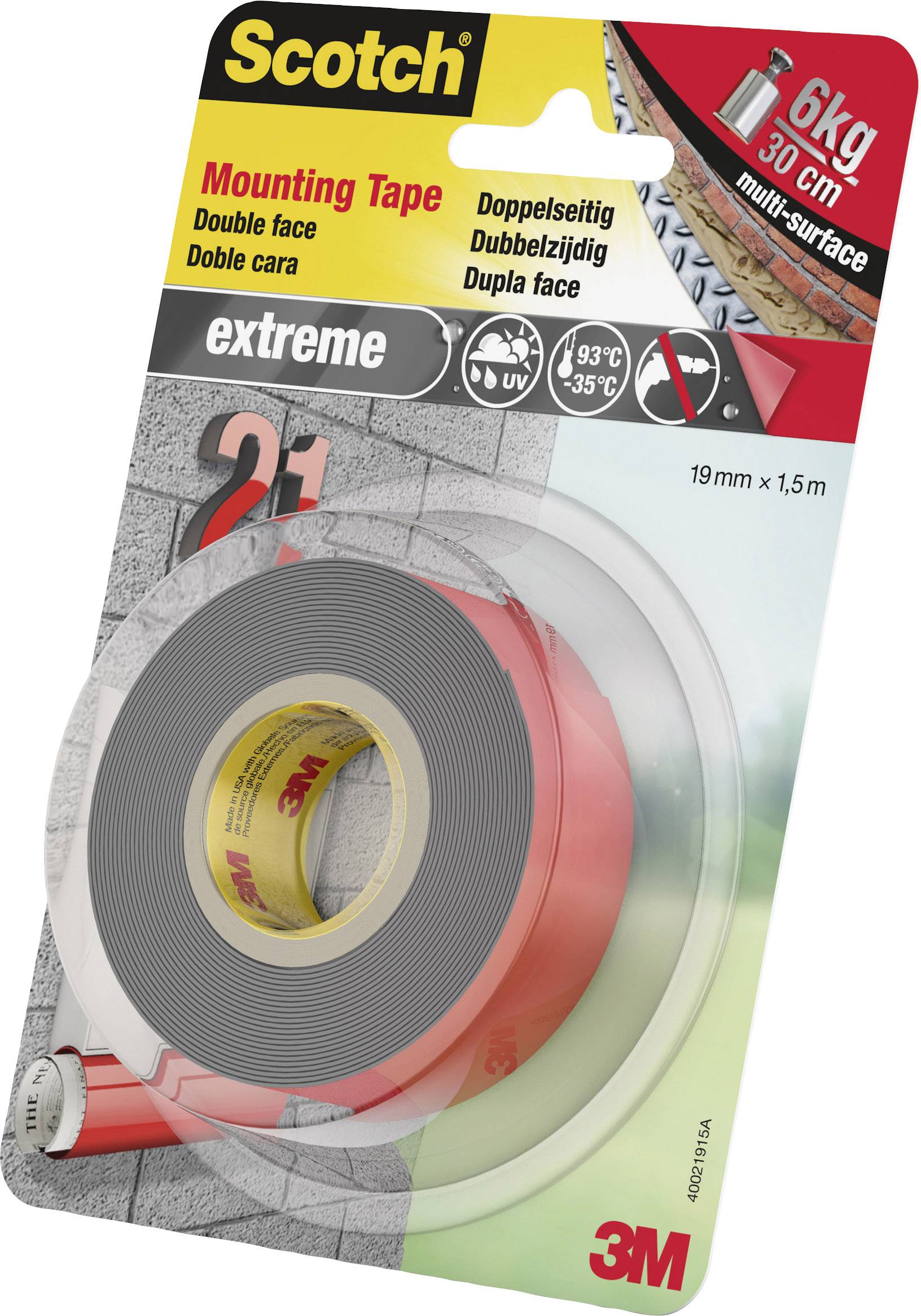 Ruban de montage Scotch® 3M 40021915# gris (L x l) 1.5 m x 19 mm acrylique 1 pc(s)-2