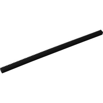 Une courroie dentée noire et longue, disposée horizontalement.