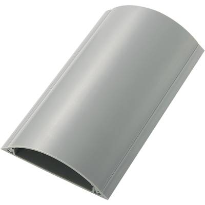 Pièce en plastique grise et courbée, présentant une extrémité biseautée et une surface lisse. Fonction non identifiable.