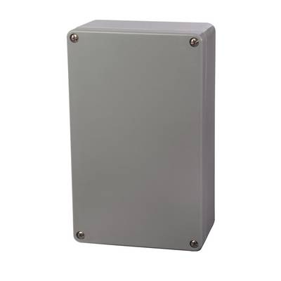 Boîtier rectangulaire gris en métal, muni de quatre vis aux angles pour la fixation du couvercle.