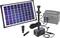 Module solaire, pompe, adaptateur et unité de commande pour un ensemble d'aménagement de jardin. Le module solaire alimente la pompe en électricité.