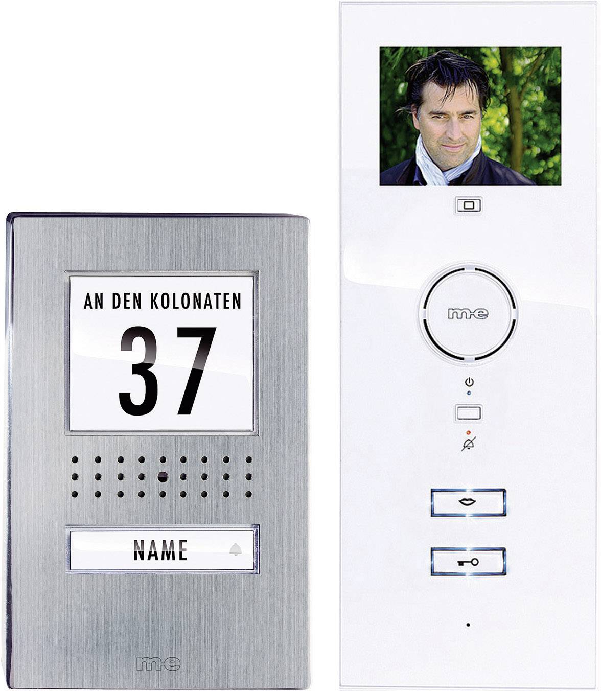 Set complet d'Interphone vidéo filaire 1 foyer m-e modern-electronics acier inoxydable, blanc