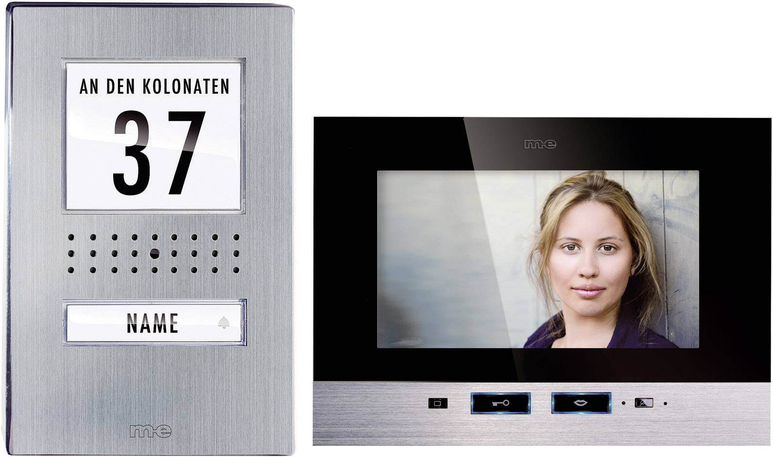 Set complet d'Interphone vidéo filaire 1 foyer m-e modern-electronics acier inoxydable, noir