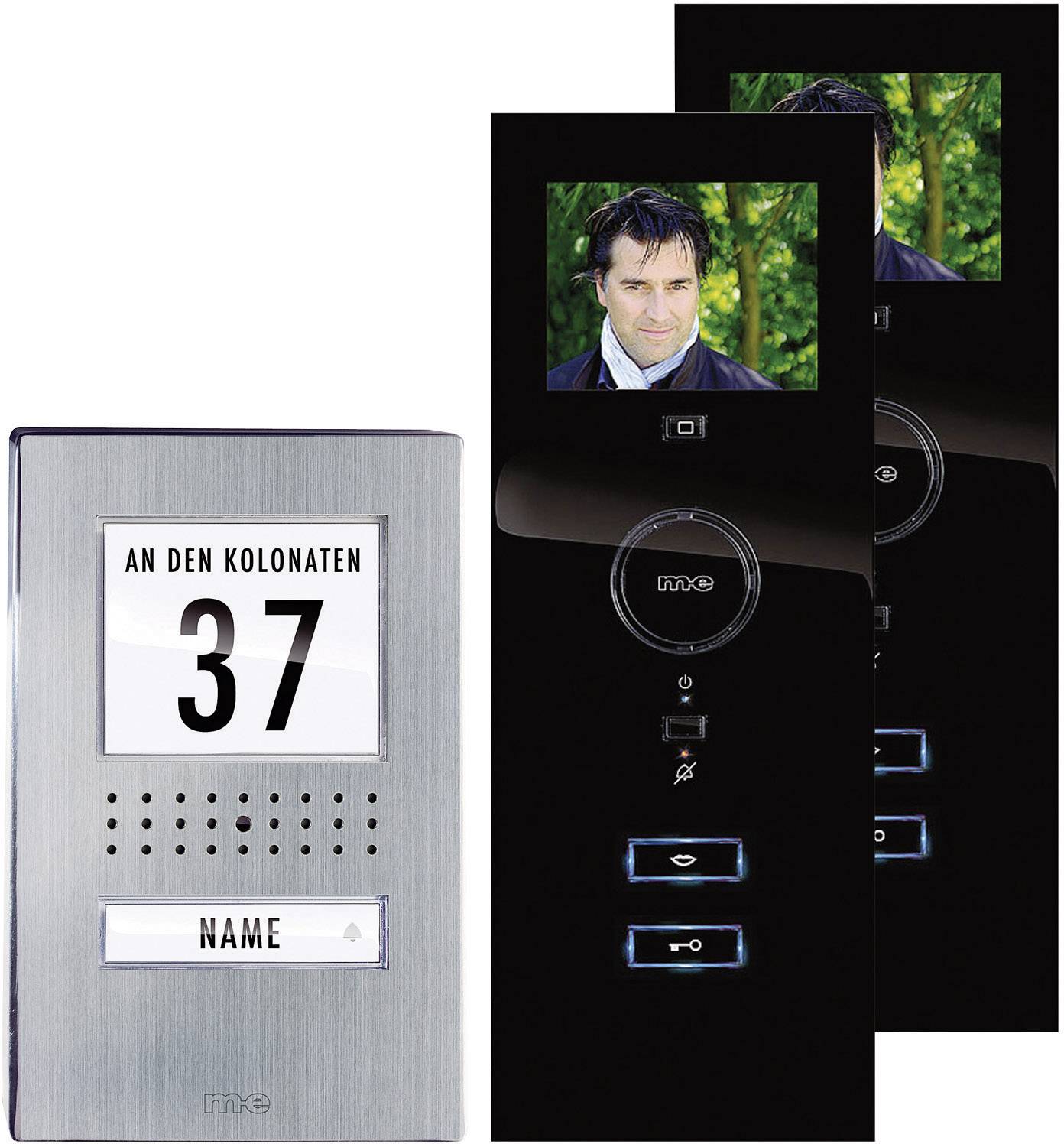 Set complet d'Interphone vidéo filaire 1 foyer m-e modern-electronics acier inoxydable, noir