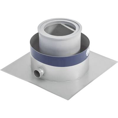 Un bride de ventilation métallique avec élément filtrant cylindrique et raccordement latéral, composant typique pour le traitement des eaux usées.