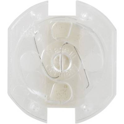 Une ouverture circulaire transparente en plastique avec des repères au centre d'un couvercle rectangulaire en plastique.
