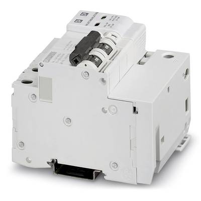 'Un disjoncteur électrique à trois interrupteurs, monté sur une base blanche. Application pour la protection contre la surcharge dans les systèmes électriques.'