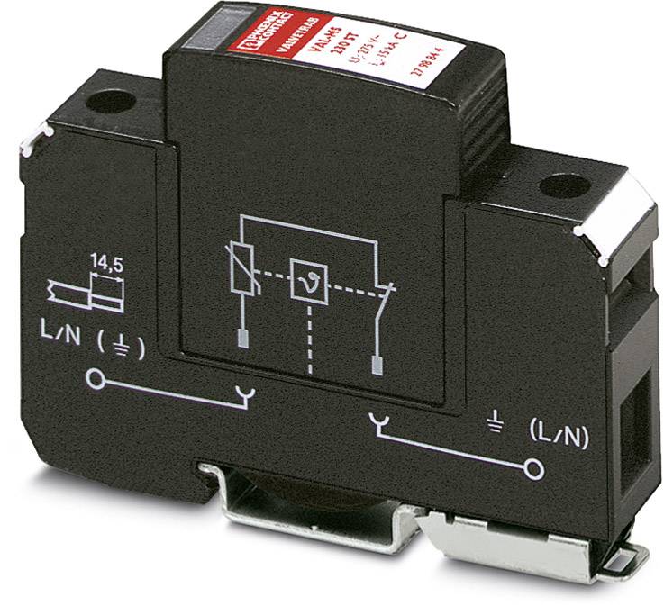 Un dispositif de protection contre les surtensions avec un diagramme montrant le flux électrique et les points de mise à la terre.