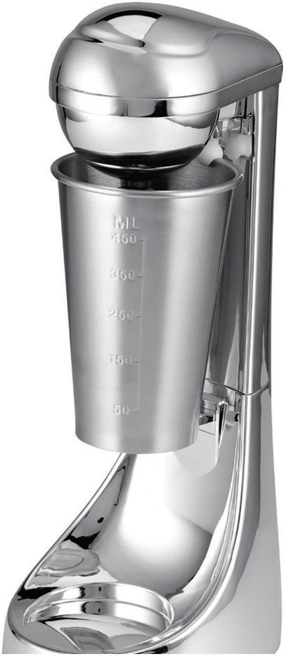 Shaker à cocktail argenté avec gobelet en acier inoxydable, graduations en millilitres. Idéal pour préparer des boissons et des cocktails.