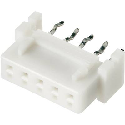 Une prise électrique blanche rectangulaire avec cinq bornes de connexion et des broches de contact métalliques.