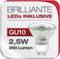 'LED incluses, GU10, 2,5W, 200 lumens. Marque : Brillante.'