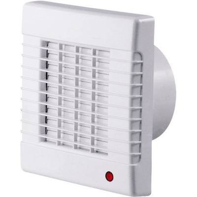 Conduit de ventilation blanc avec motif en grille, fixé au mur, avec un voyant de contrôle rouge en bas à droite.