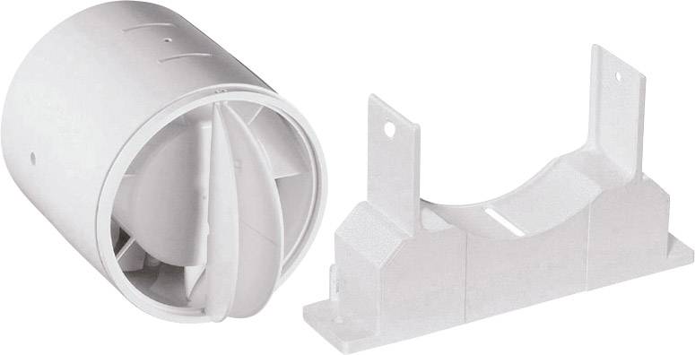 Boîtier de ventilateur et support en plastique blanc, placés côte à côte.