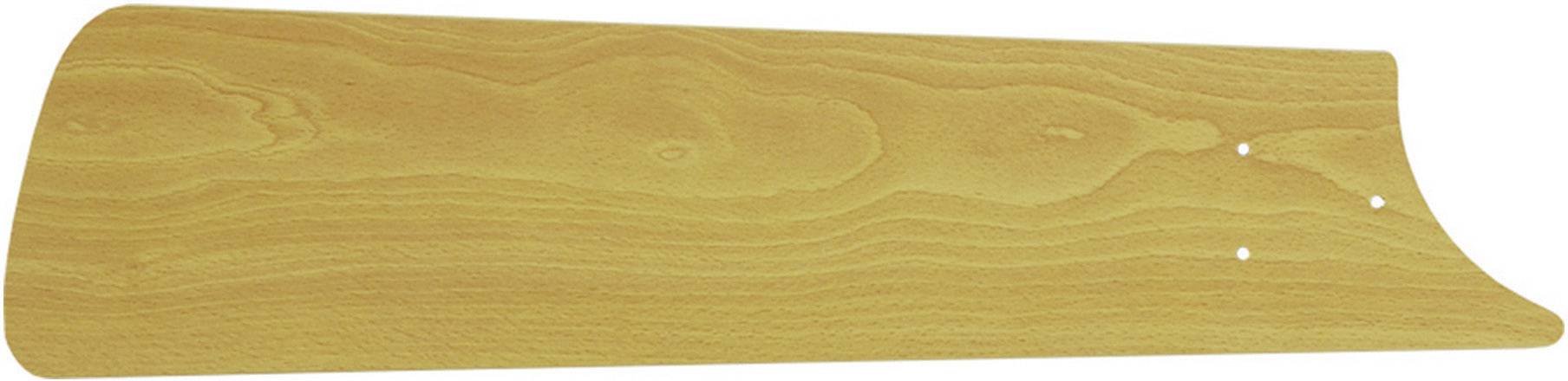 Un morceau de bois unique, en forme de pelle, avec un grain de bois clair, probablement une pièce de rechange pour une pale de ventilateur de plafond.