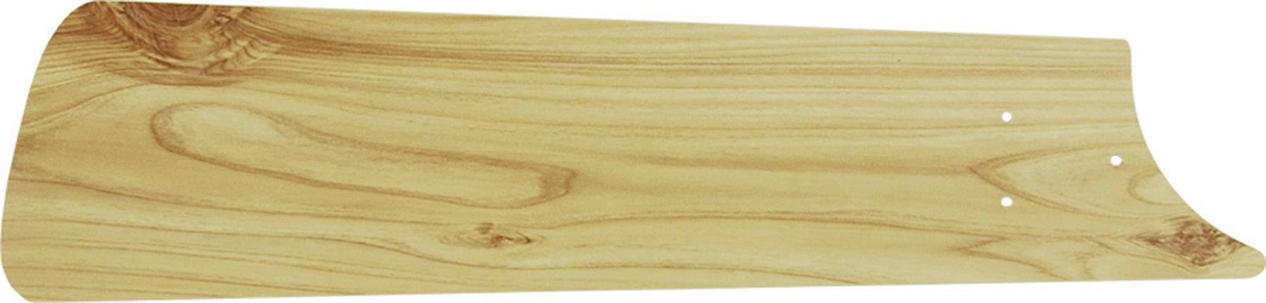 Pièce plate en bois de couleur marron avec trois trous sur le bord, possiblement une pale d'un ventilateur de plafond.