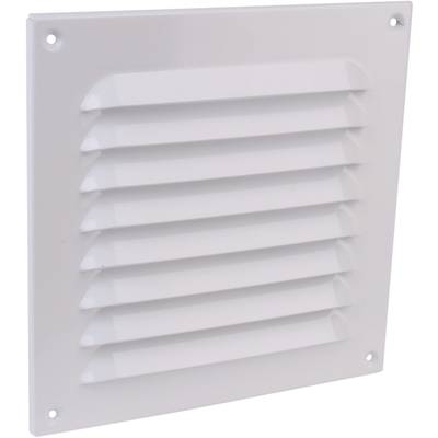 Couvercle de ventilation carré blanc avec des lamelles horizontales permettant l'aération.