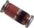 Diode électronique cylindrique avec des caractéristiques rouges et argentées ; composant typique dans les circuits électroniques.