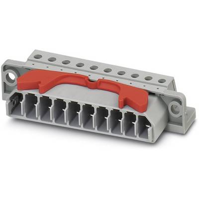 Un connecteur électrique gris avec des éléments de verrouillage rouges, adapté pour raccorder plusieurs câbles dans une application industrielle.