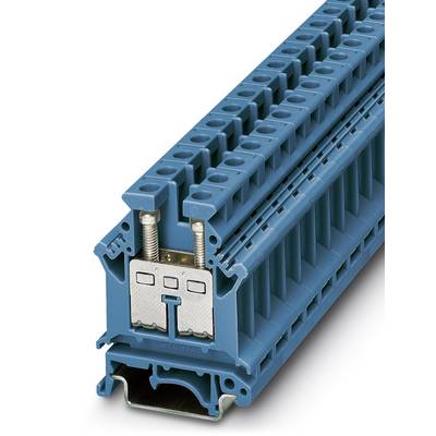 Bloc de jonction électrique multicouche bleu avec vis métalliques pour fixation sur rail, destiné aux applications industrielles.
