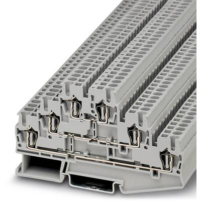 Barrette de connexion grise multipoints avec plusieurs niveaux et bornes de raccordement, adaptée aux applications industrielles pour le montage de connexions électriques.