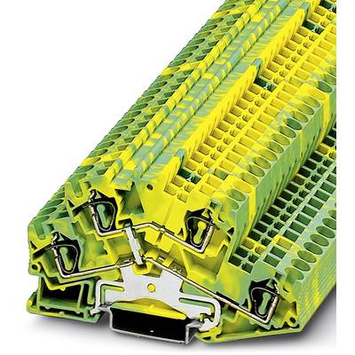 Barrette de bornes modulaire multicouche en jaune et vert. Elle présente une conception compacte pour la connexion et l'isolation électriques.