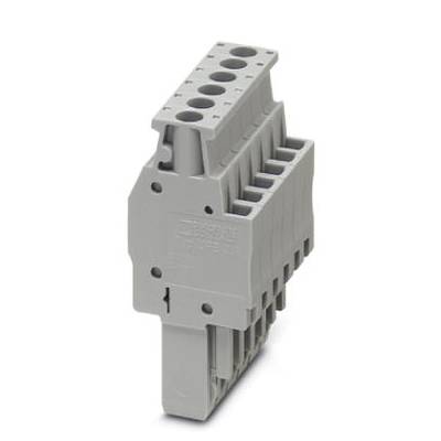 Un connecteur électrique gris avec plusieurs bornes de raccordement, adapté pour l'installation de systèmes électriques.