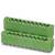 Connecteur en plastique vert avec deux rangées de broches verticales, adapté aux connexions électriques dans les appareils électroniques.