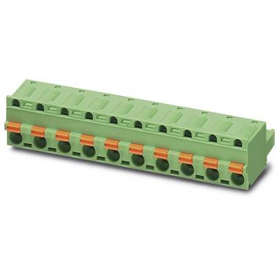 Bloc de connecteurs vert avec leviers orange, utilisé pour le câblage électrique dans les tableaux de commande.