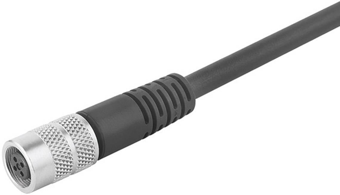 Un câble noir avec une fiche striée argentée, probablement adapté pour des connexions électroniques.