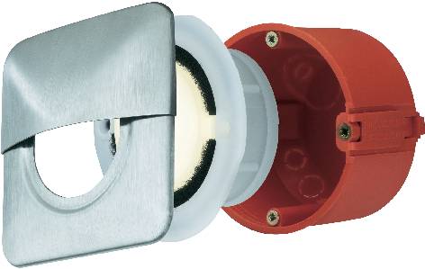 Vue éclatée d'une valve de ventilation, comprenant un couvercle avant, un joint, un boîtier et un boîtier de montage. Présente la structure et les composants.