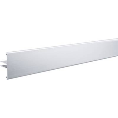 Un long profilé en aluminium argenté à surface uniforme, pouvant être utilisé pour des constructions ou des fixations.