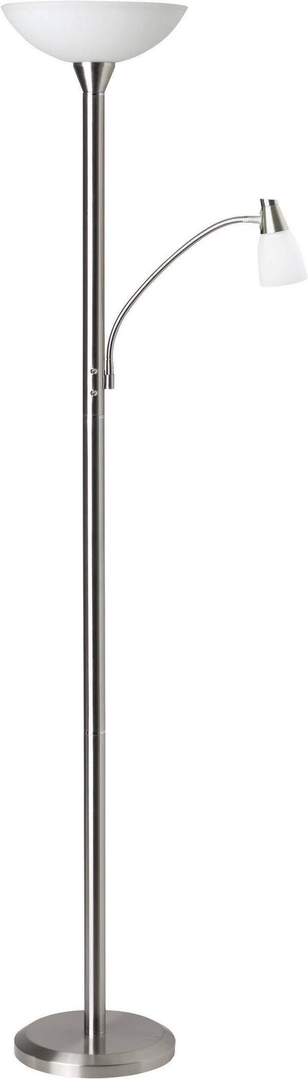 Lampadaire à éclairage indirect avec lampe de lecture Brilliant Lucy 5.5 W 180 cm bras flexible, avec interrupteur fer