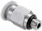 Adaptateur de raccordement rapide métallique avec filetage, de forme cylindrique, adapté aux tuyaux pneumatiques ou aux connexions.