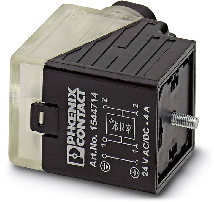 Relais électronique de Phoenix Contact, Réf. : 1544714, 24V AC/DC, 4A, avec symbole de schéma électrique sur le côté.